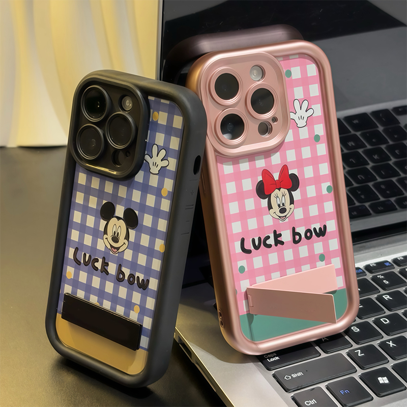 格纹幸运米奇米妮新款适用苹果16Pro手机壳iPhone15max小米14华为mate60k70荣耀x200p50Reno13vivoiqoo12nova