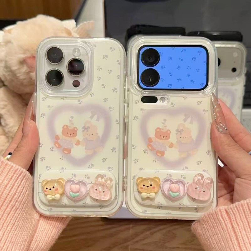 紫爱心熊兔公仔新款适用苹果17Pro手机壳iPhone16max小米17华为mate80pura70k90reno15荣耀500x300oppofindx9