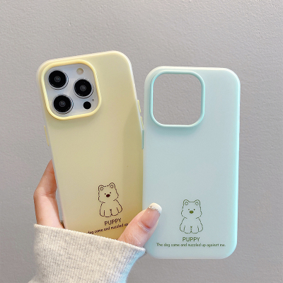 情侣简约小狗新款适用苹果16pro手机壳iPhone17max小米15华为mate70pura80k60vivox100nova14荣耀200note13