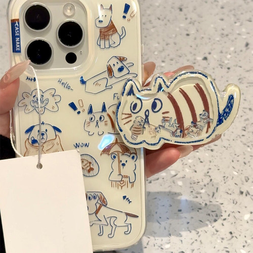 趣味可爱涂鸦猫咪小狗新款适用苹果17Pro手机壳iPhone15max小米16华为mate80pura70k60Reno14iqoo13荣耀300