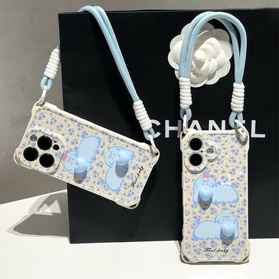 蓝翠花狗狗挂绳新款适用苹果16Pro手机壳iPhone14max小米15华为mate70pura80k60荣耀400x200reno13oppofindx8