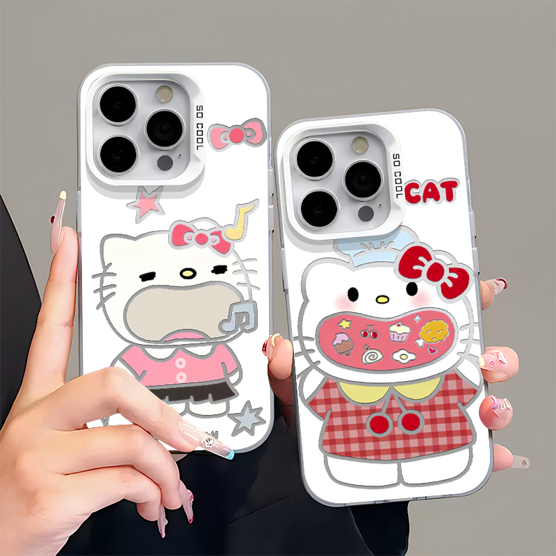 大嘴巴Kitty新款彩银适用苹果16Promax手机壳iPhone14Pro11小米15华为mate70P60荣耀300note13Reno12VIVOX200