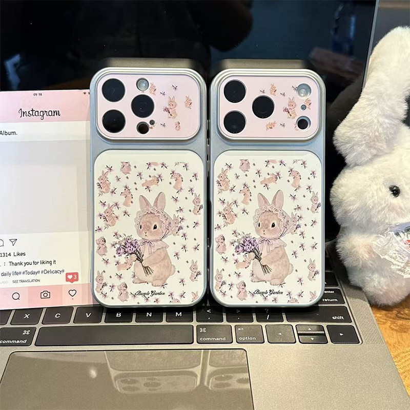 温柔紫色碎花小兔新款适用苹果17Promax手机壳iPhone16pro14小米17华为mate80pura70k90reno15荣耀400x300s30