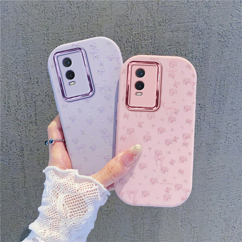 蝴蝶结花朵适用vivoY76s手机壳Y73s新款Y53s高级Y75S防摔Y74s维沃v2156a硅胶vivo/vivi男viv0y女vovi保护套