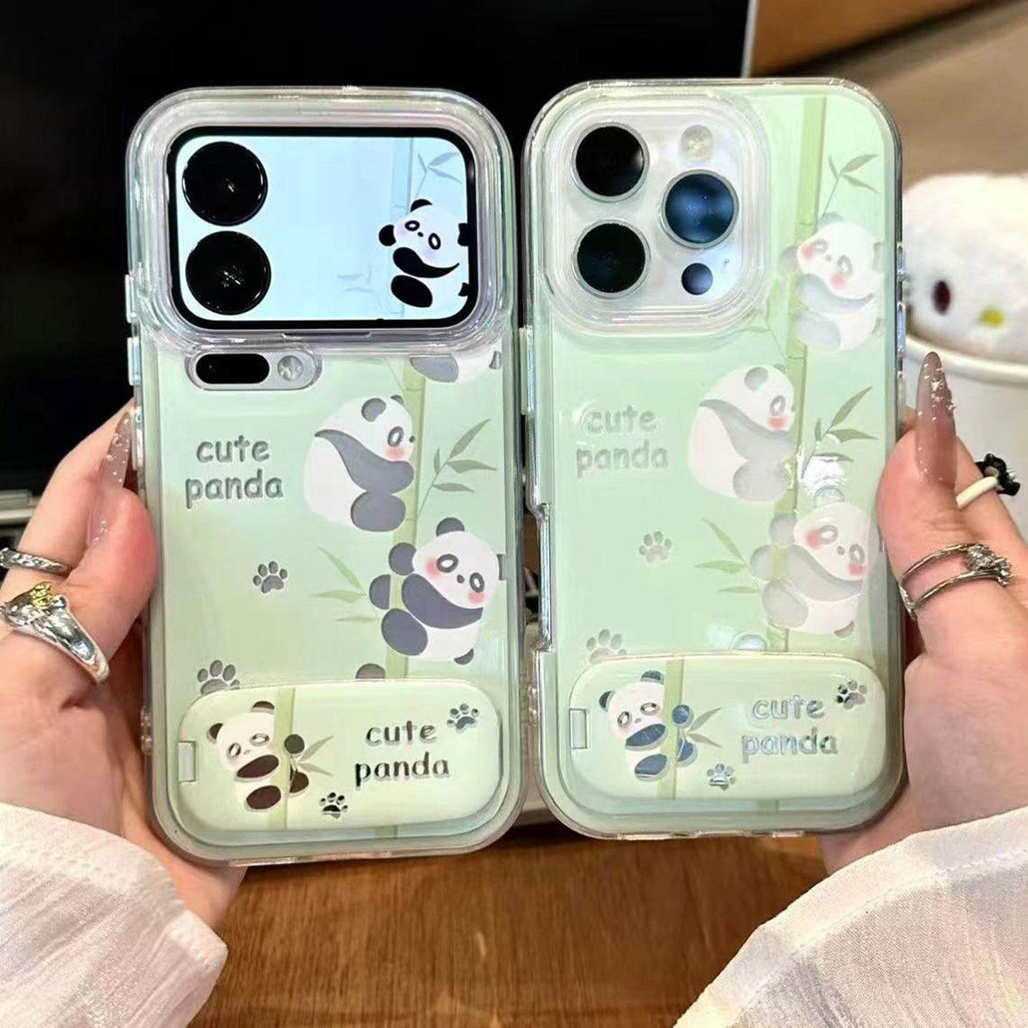 可爱熊猫镜子支架新款适用苹果17Pro手机壳iPhone16max小米15华为mate80pura70k90nova14荣耀500x300一加ace6