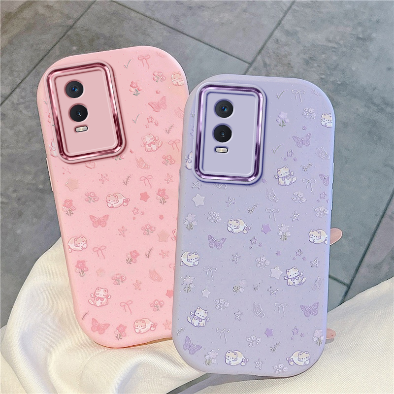 猫咪小碎花适用vivoY76s手机壳Y73s新款Y53s高级Y75S防摔Y74s维沃v2156a硅胶vivo/vivi男viv0y女vovi保护套