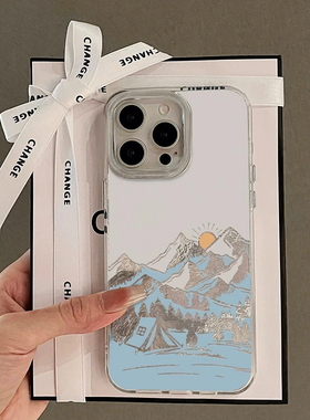 日出雪山高级女款新款适用苹果16Pro手机壳iPhone14max小米15华为mate60p70nova12荣耀100x90k80reno11findx7