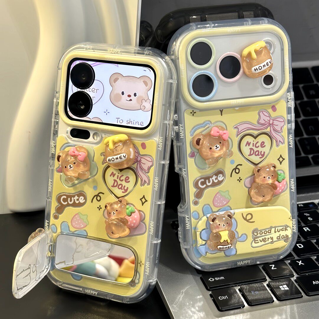 黄油蜜罐小熊公仔新款适用苹果17Pro手机壳iPhone16max12小米15华为mate80pura70k90note14荣耀500x300一加13