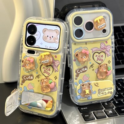 黄油蜜罐小熊公仔新款适用苹果17Pro手机壳iPhone16max12小米15华为mate80pura70k90note14荣耀500x300一加13