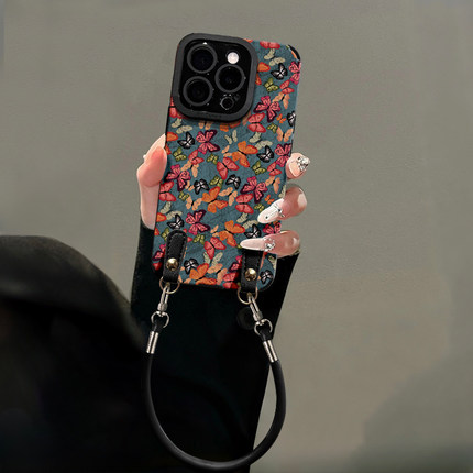 彩色蝴蝶瞳眼小羊皮新款适用苹果16pro手机壳iphone14max小米15华为mate70pura80k60reno13荣耀400x200findx7