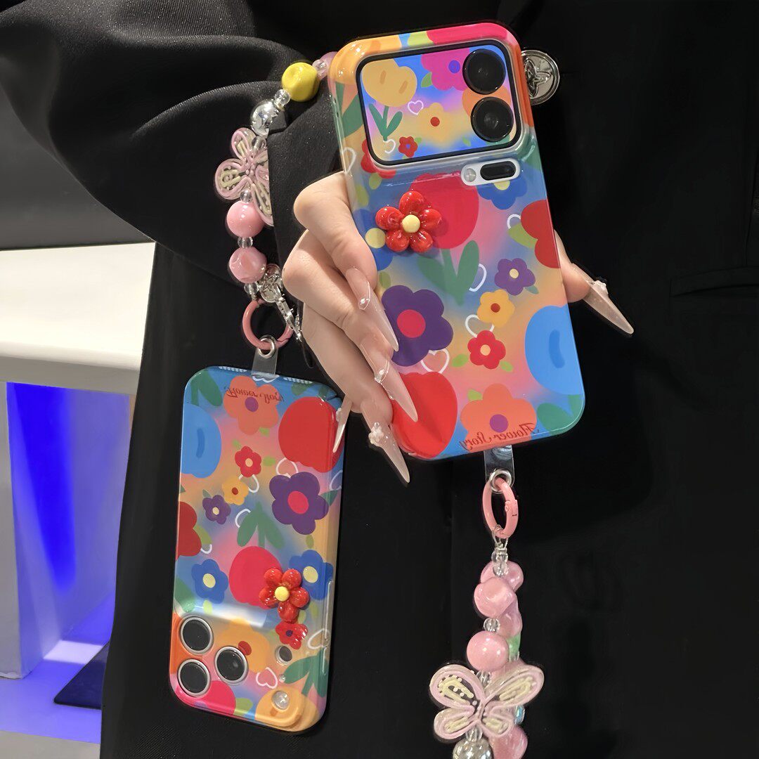 春日立体红花手链新款适用苹果17Pro手机壳iPhone16max13小米15华为mate80pura70k90reno14荣耀500x300magic8