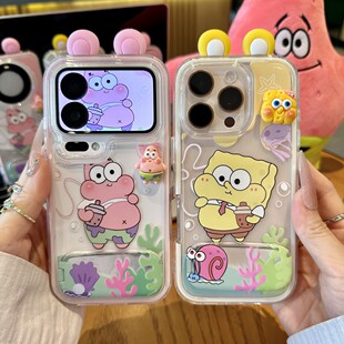 情侣海绵宝宝派大星新款适用苹果17Promax手机壳iPhone16pro小米15华为mate80pura70k90reno14荣耀500x300s50