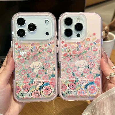 春日花海可爱小狗新款适用苹果17Pro手机壳iPhone16max小米15华为mate80pura70k90nova14荣耀500vivox300s50