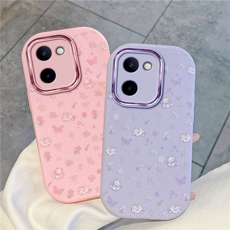 猫咪小碎花适用vivoY100I手机壳Y78新款Y77高级Y78+防摔Y78PLUS硅胶vivo全包vivi维沃viv0y女款voviy保护套