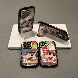 情侣油画涂鸦小新妮妮适用苹果16Pro手机壳iPhone15max小米14华为mate70pura80k60Reno12荣耀400x100一加13