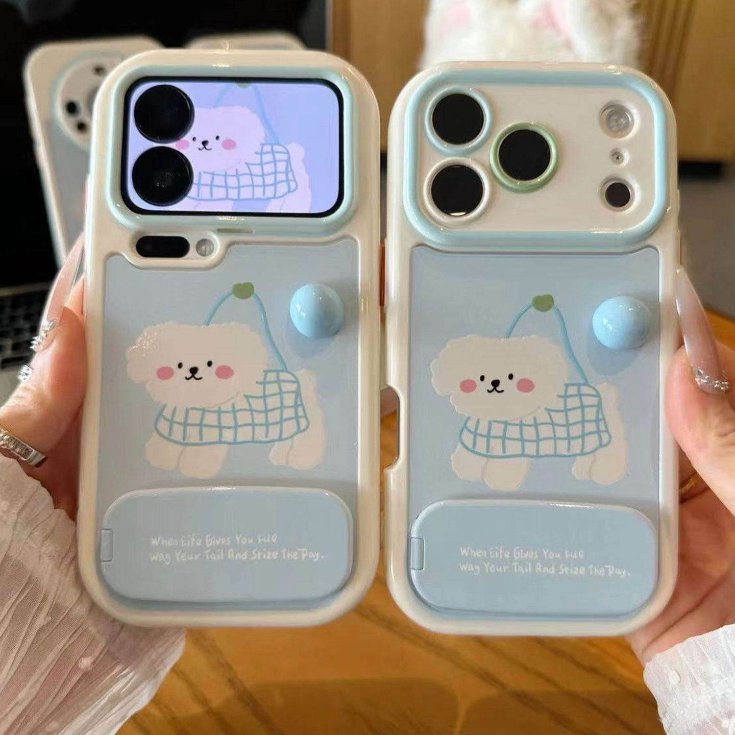 蓝袋子小狗支架新款适用苹果17Pro手机壳iPhone16max小米15华为mate80pura70k90reno14荣耀500vivox200magic8