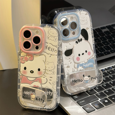 情侣踢腿KT猫帕恰狗新款适用苹果16Pro手机壳iPhone17max小米15华为mate60k50荣耀200P70nova13reno14vivos20