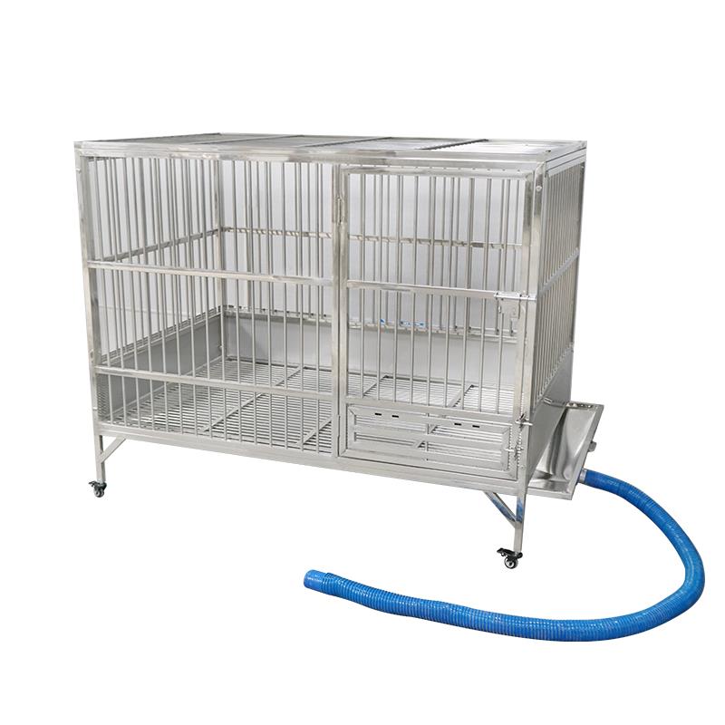 户外不锈钢狗笼子带厕所中大型犬侧出水排水冲洗漏斗托盘自动冲水