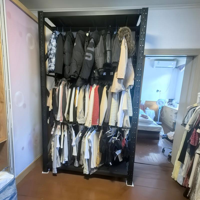 货架衣柜简易家用金属服装展示架干 干洗店钢制开 放式挂衣架衣服