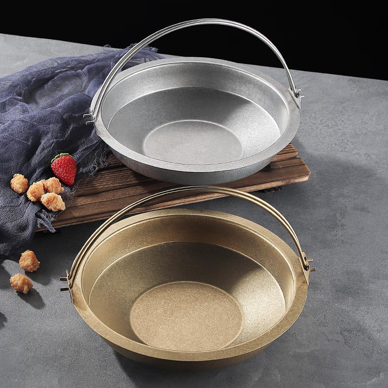 日式寿喜火锅烧加锅厚具不粘铸铁不锈钢寿锅煎锅锅干锅吊锅电磁炉