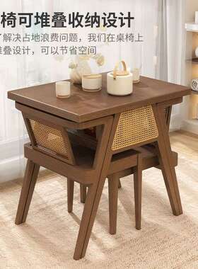 网红奶茶店实木小方桌北欧咖啡厅白色餐桌椅组合休闲餐厅一桌二椅