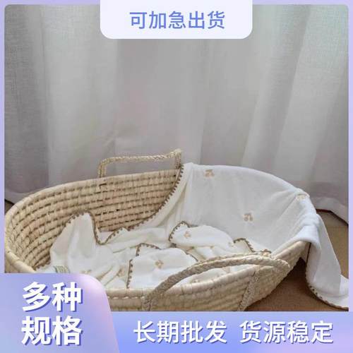 收纳筐风纯置手提篮拍照道具篮子清集百天婴儿提篮篮子摇篮儿宝宝