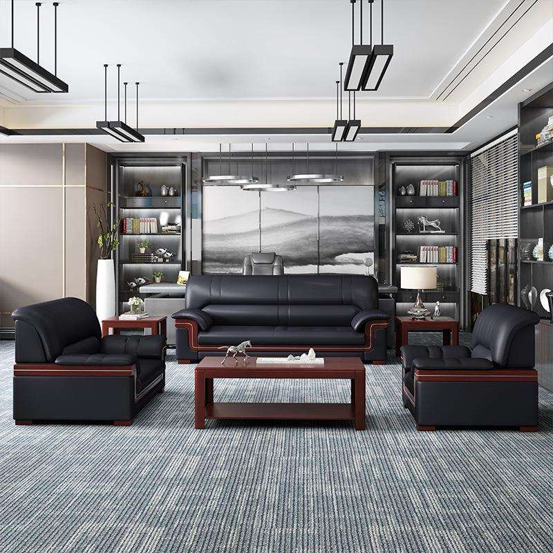 办公室沙发简约现代茶几组合洽谈会客接待室商务办公沙发三人位