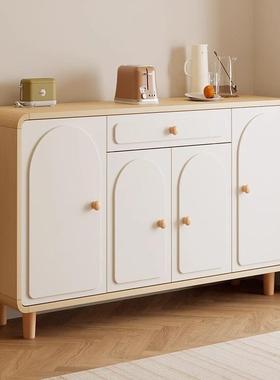 奶艾森原木靠油风餐边柜ASN24073一体墙酒柜客厅玄关柜现代简约耐