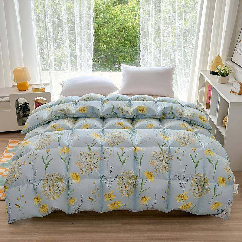 全棉印花立体壳双羽绒被自充绒半品成羽绒层被套202送充绒管工具