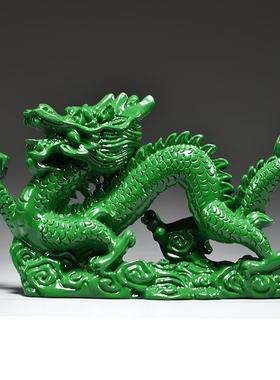 角绿色木缺质龙青龙摆件木VSS头制十二生肖木飞龙客厅角补装饰工