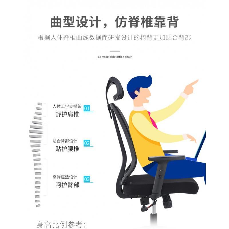 护职员办公椅久坐舒适人工学椅子电MIB脑体椅靠背腰升降公网布办
