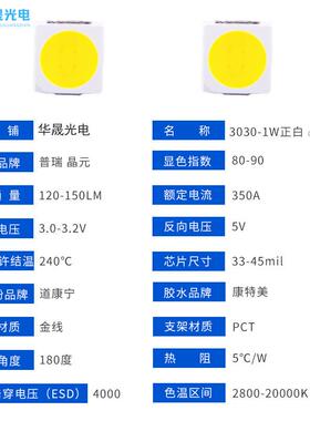 330GPQ白0光平面灯珠全谱贴片0.2蓝-1W白光红绿光LED灯珠