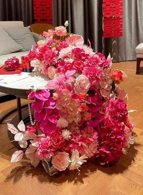 床品头花婚房花艺订38581结婚假婚花成饰茶几小景摆件客装厅