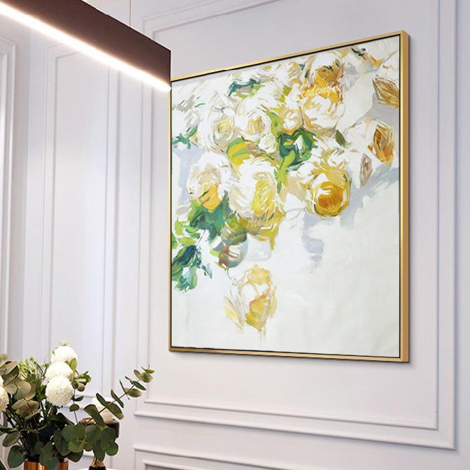 NNER手绘l9现代抽纯象油画装饰画关法式客厅美式轻奢玄挂画花卉伦