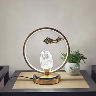 全铜床头书房装 新中式 饰创意小台灯水晶新款 圆形个性 饰灯具 家用装