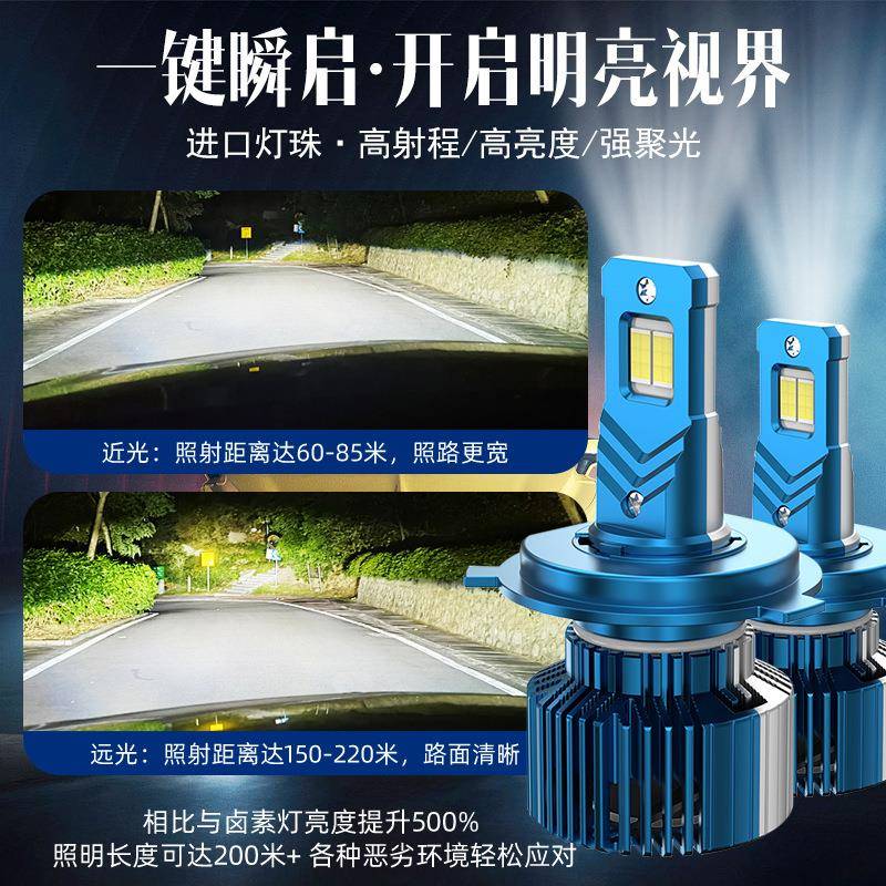 厂家直销透镜汽车大灯防尘防水h4超亮聚光远近一体车灯