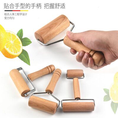 双头擀面杖家用不锈钢实木薄饼滚轮滚轴压面棍手擀面饺子皮小号
