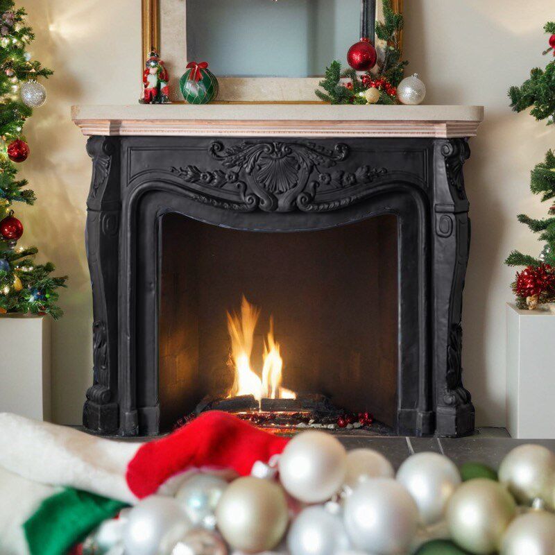 法式壁炉装饰柜复古雕花实木做旧玄关台客厅边柜靠墙玄关壁炉架