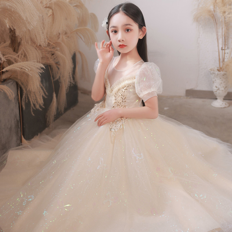 儿童礼服公主裙高端女童钢琴演出服洋气小主持人生日花童婚纱夏季