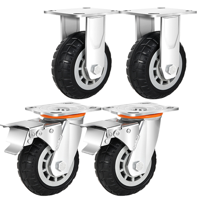 万向轮轮子大全4568寸重型橡胶静音定转向小推车平板车手推车脚轮