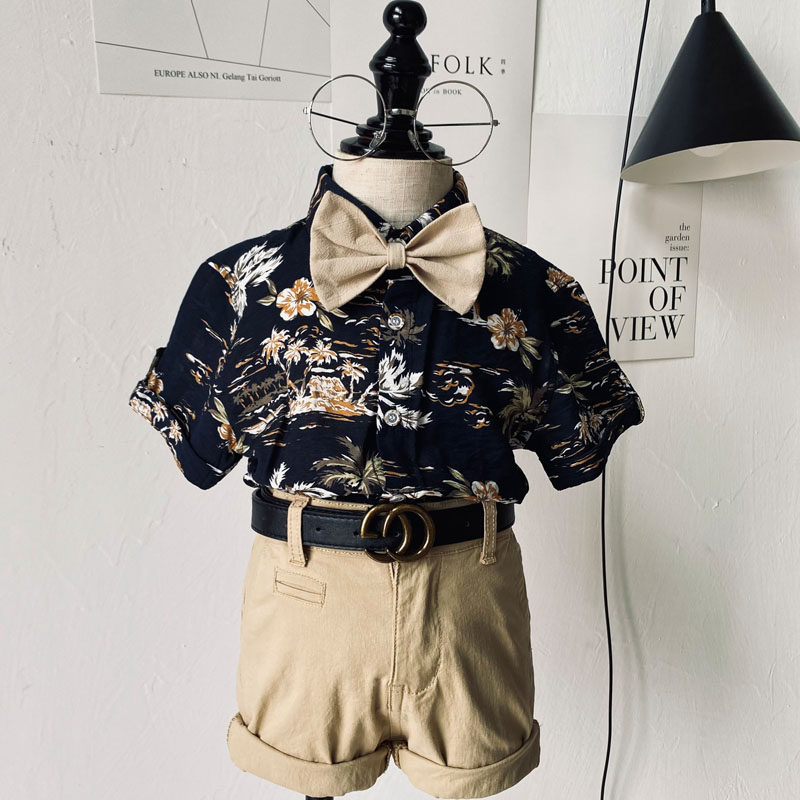 男童英伦风套装 男宝宝抓周礼服背带裤花衬衫套装花高端走秀演出
