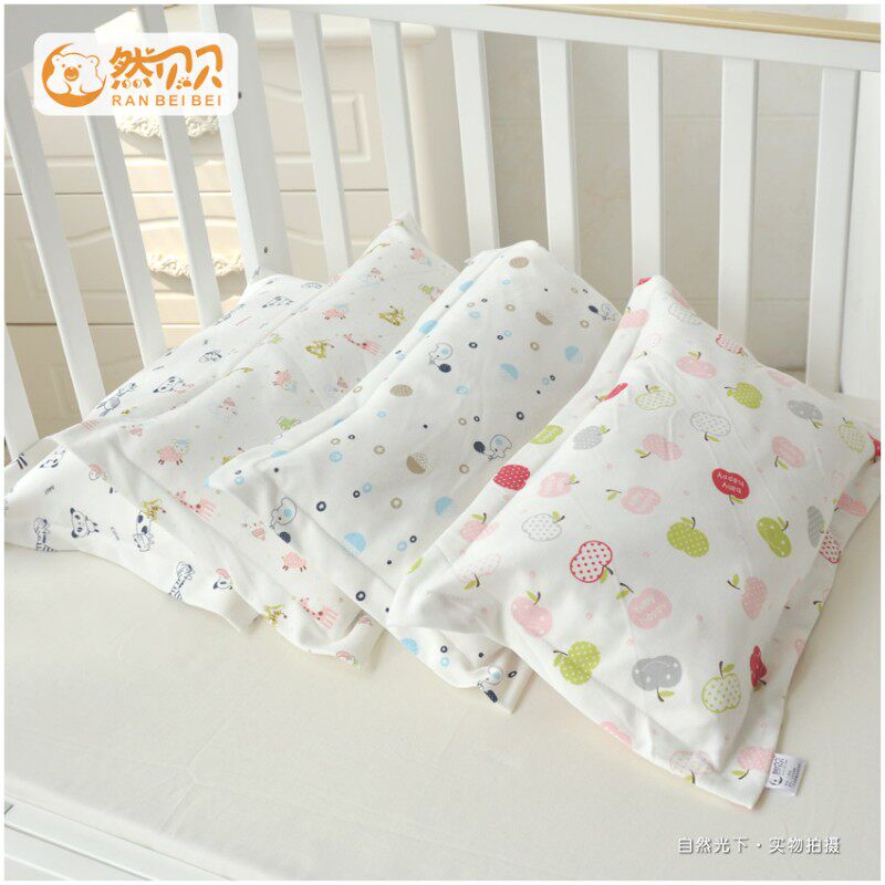 然贝贝磨绒针织婴儿全棉纯棉花枕头宝宝新生儿童枕头磨毛秋冬枕套