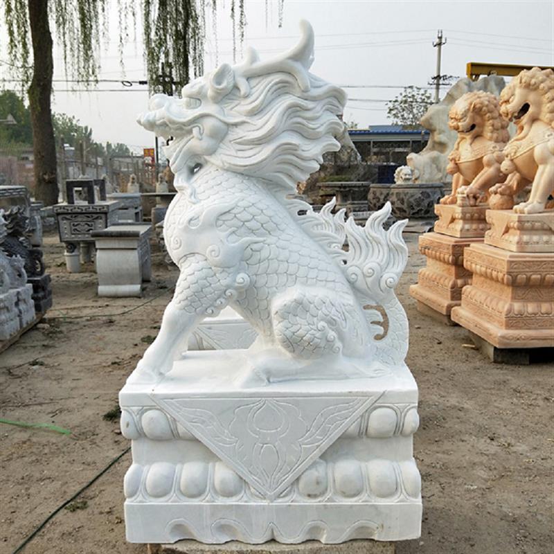 石雕麒麟一对汉白玉青石石头龙爪别墅庭院家用看门镇宅大门口摆件