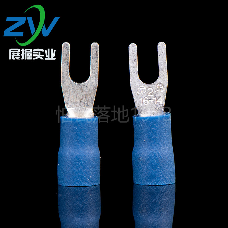 国标 SV2-3 紫铜叉形引进预绝缘端头 冷压护套接线端子 1000只