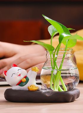 招财猫摆件创意水培店铺开业送礼高级感大号客厅家居红酒柜小摆设