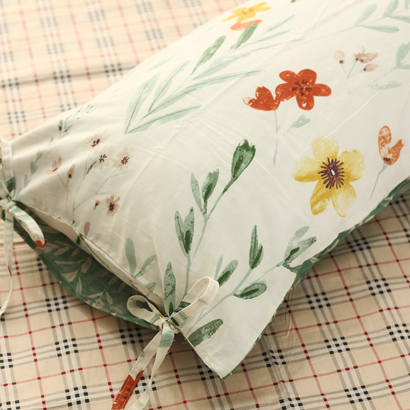 韩式花边信封枕套 绑带枕套纯棉全棉枕头套成人一对单夏季定制