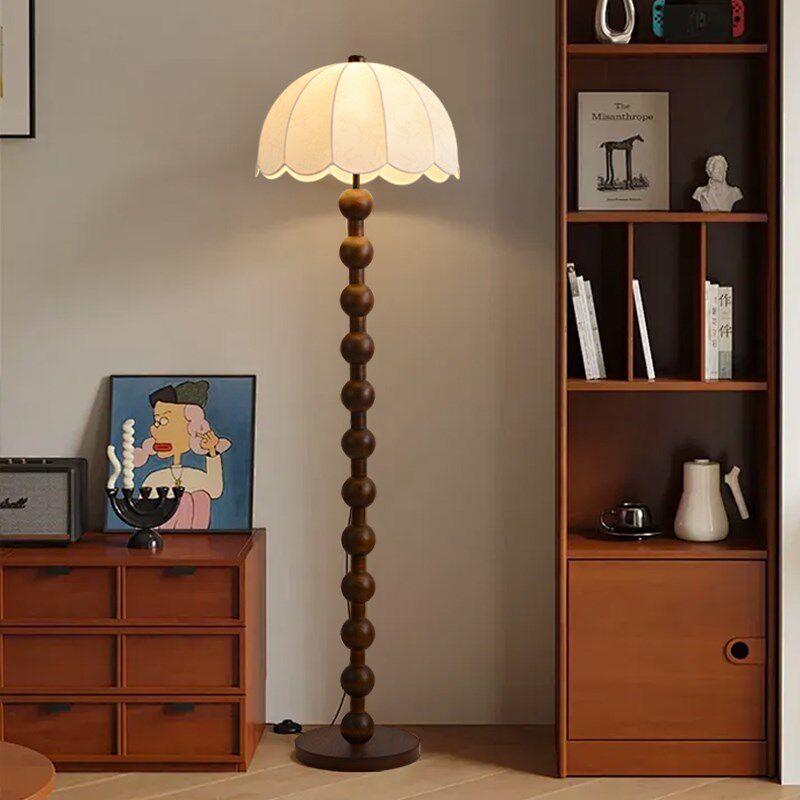 法式中古客厅立式落地灯复古侘寂风南洋布艺酒店沙发旁卧室装饰灯