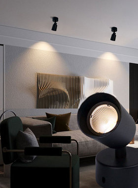 黑色led明装小射灯防眩吸顶免开孔3W5W7W客厅背景墙壁画侧装90度