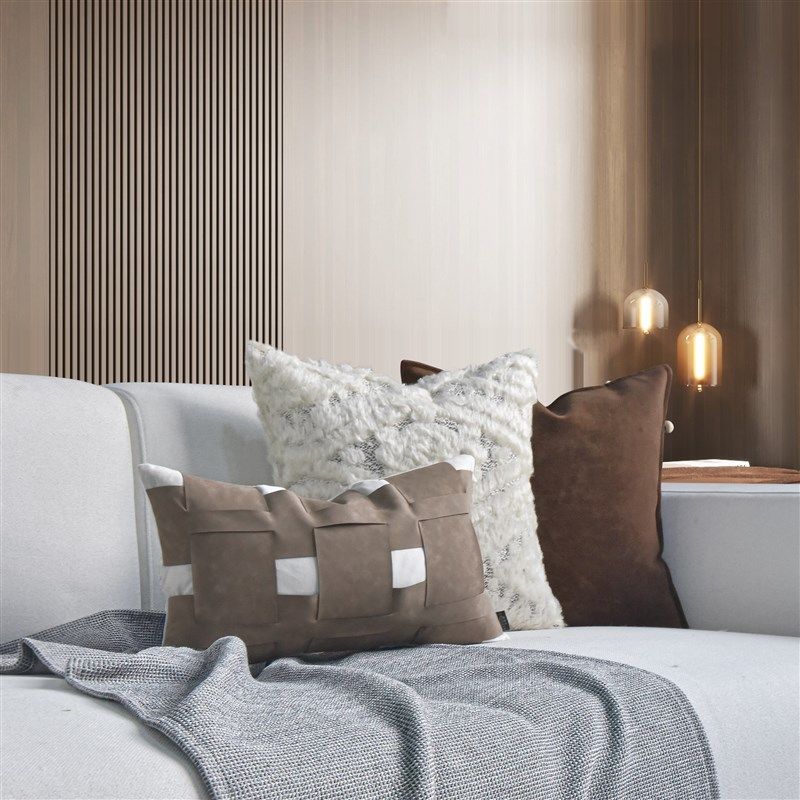 侘寂风轻奢高级感抱枕沙发客厅咖色酒店样板房间中式正方形靠垫套