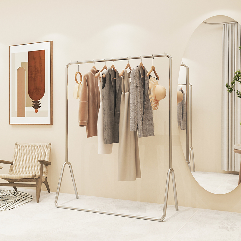 服装店展示架落地衣架不锈钢展示架女装店货架衣服架子简约陈列架
